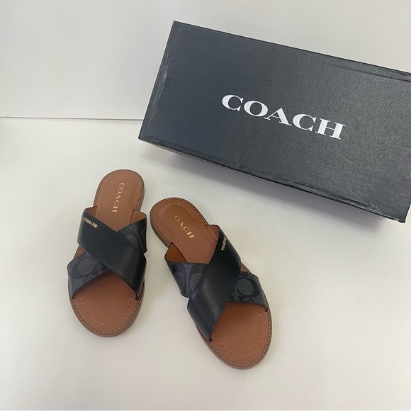 Coach Shoes - Coach Hilda Sandal In Signature Canvas In Black Color - New In Box